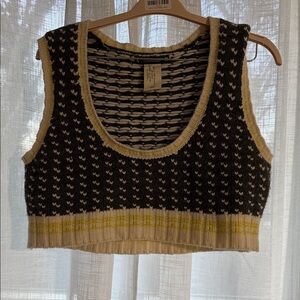 Anthropologie Black and Yellow Knit Crop Top